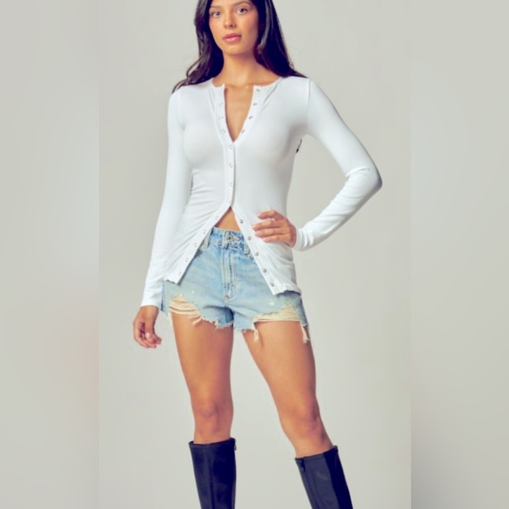 Love Poem Ribbed Full Snap Long Sleeve